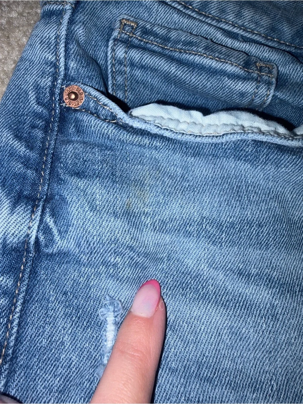 Women's Blue Distressed Jeans Staight Leg